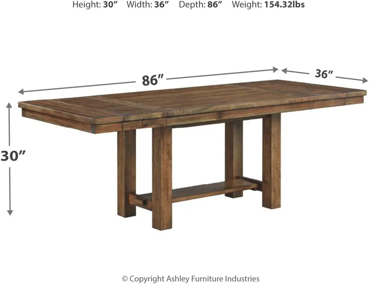 Mesa de extensão de jantar retangular de madeira estilo fazenda, assentos dobráveis até 8, 36" L x 86" P x 30,13", marrom