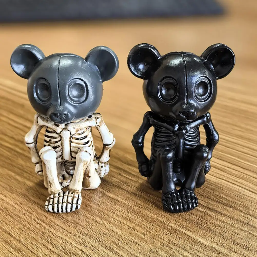 

Skeleton Bear Figurine Gothic Sitting Bear Sculpture Resin Animal Skeleton Statue Home Decoration Halloween Party Ornament