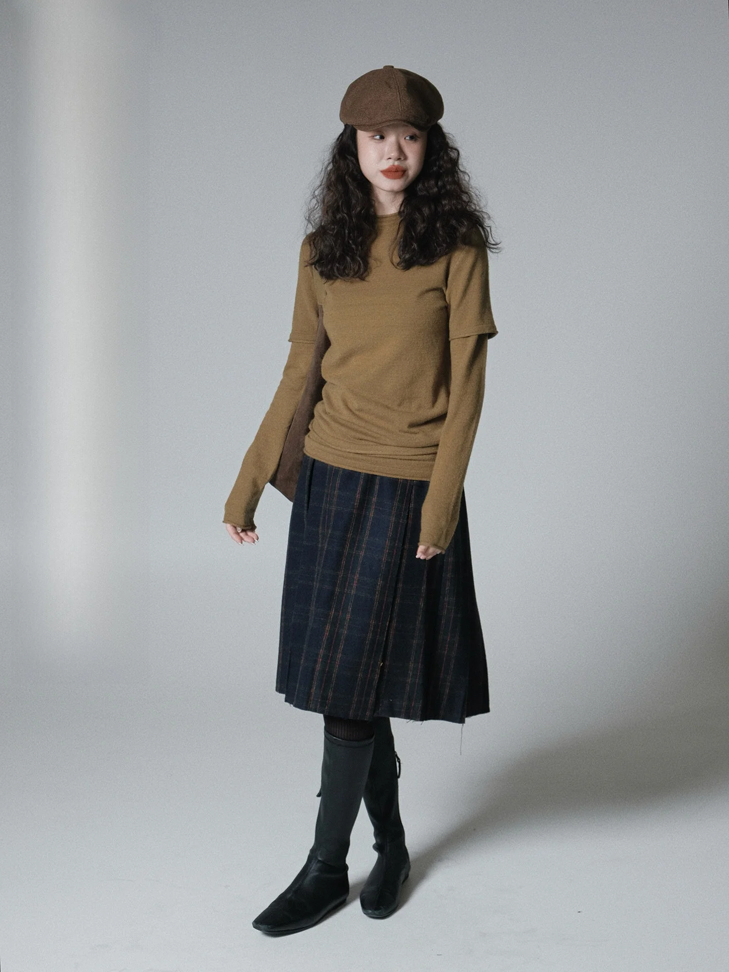 

Юбка Ivy Yang в винтажном стиле, клетчатая, А-силуэт, средней длины, синяя, в клетку «гингем», для зимнего сезона, женская повседневная модная юбка