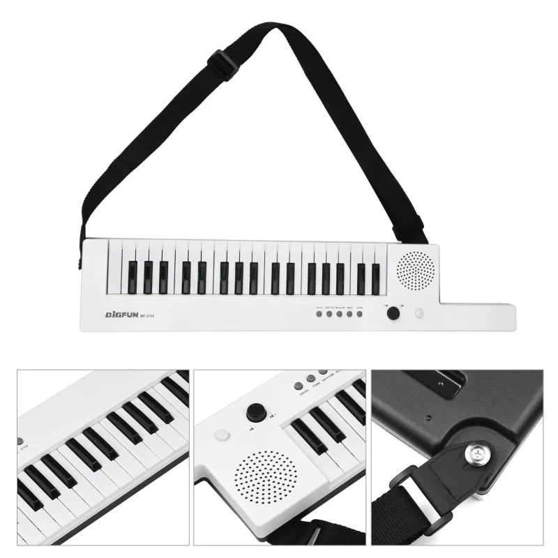 Guitar Electronic Piano with Mini Keyboard 37-Key Electronic Keyboard Piano Rechargeable Children\' s Piano