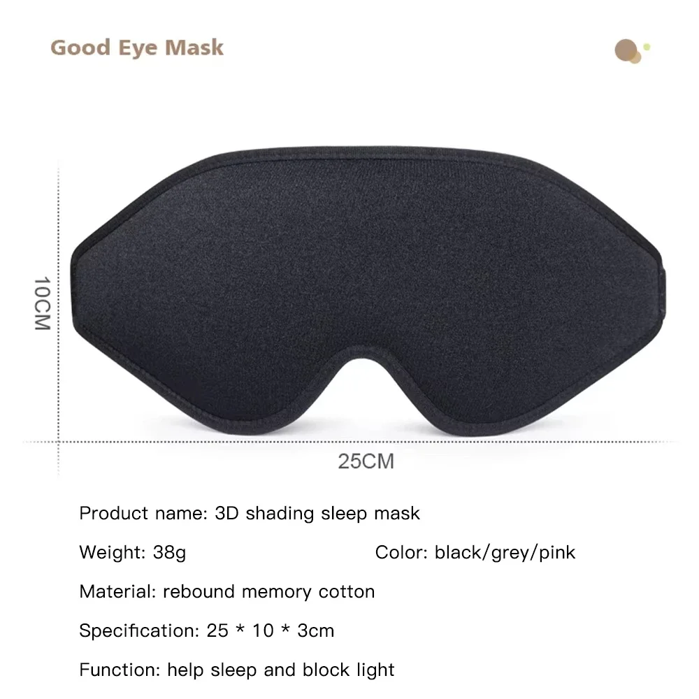3D Sleep Mask Blindfold Soft Memory Foam 99% Blockout Light Sleeping Aid Eye Cover for Deep Sleep and Relaxation