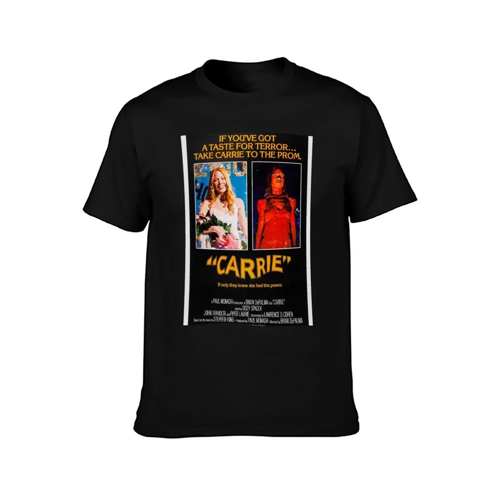 Carrie (1976) Poster T-Shirt, Summer Casual Cotton Tee, Oversized Streetwear Tops, Vintage Graphic Print, Loose Fit Short Sleeve