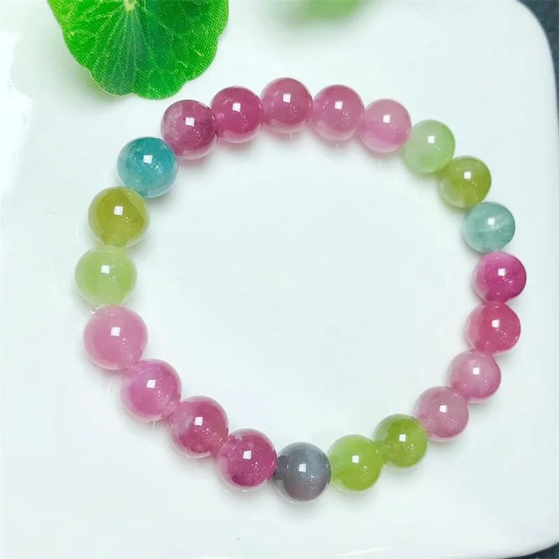 Natural Tourmaline Bracelet Crystal Reiki Gemstone Fashion Jewelry Fengshui Women Healing Gift 1pcs 9mm