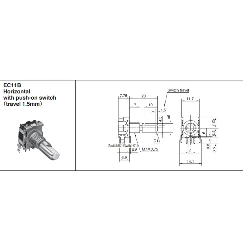 1PCS Japan ALPS EC11B15242AF Encoder Drehschalter 30 Positionierung Gürtelschalter Schaftlänge 20mm horizontal 5 Fuß