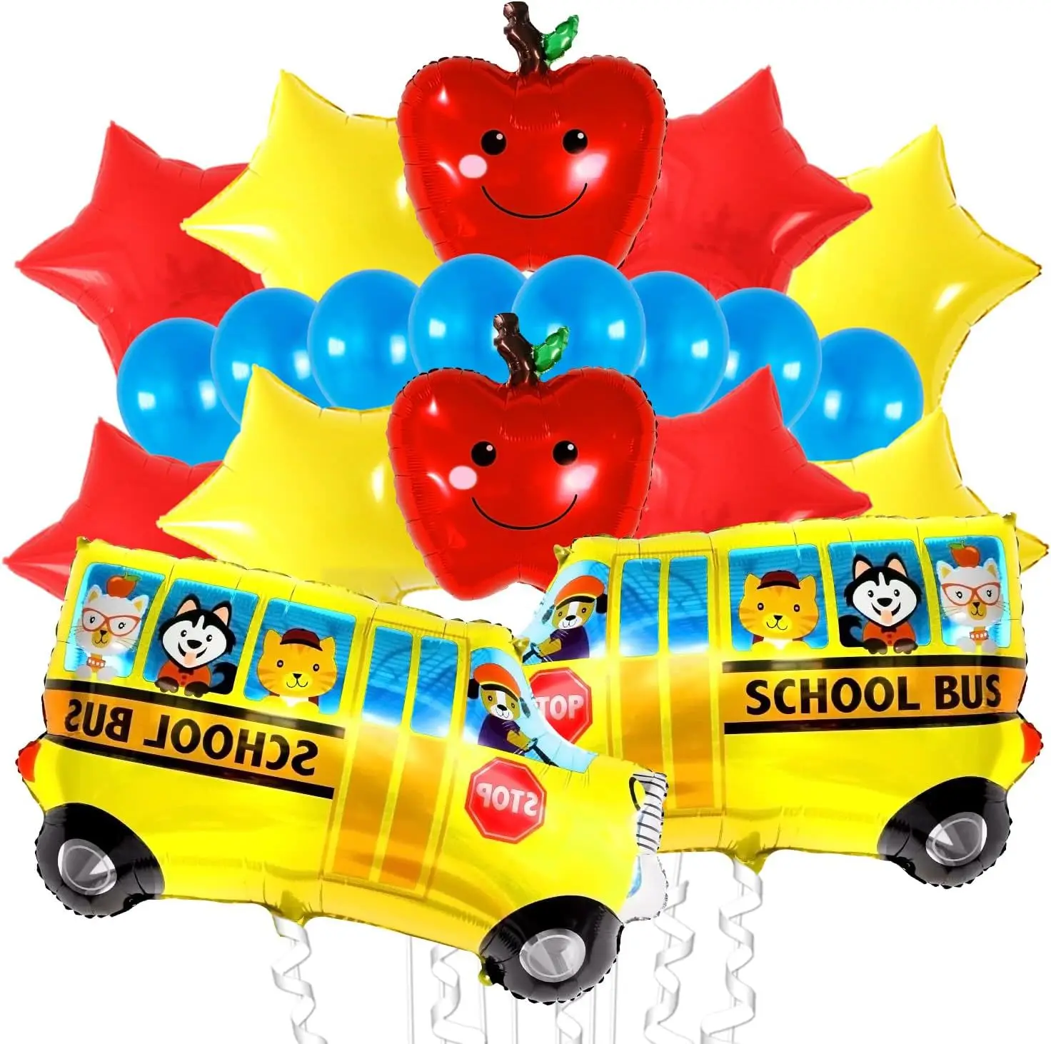Zurück zur Schule Saison Thema Aluminiumfolie Ballon Set Cartoon Schulbus Apple Back-to-School Willkommen Party Atmosphäre Dekor