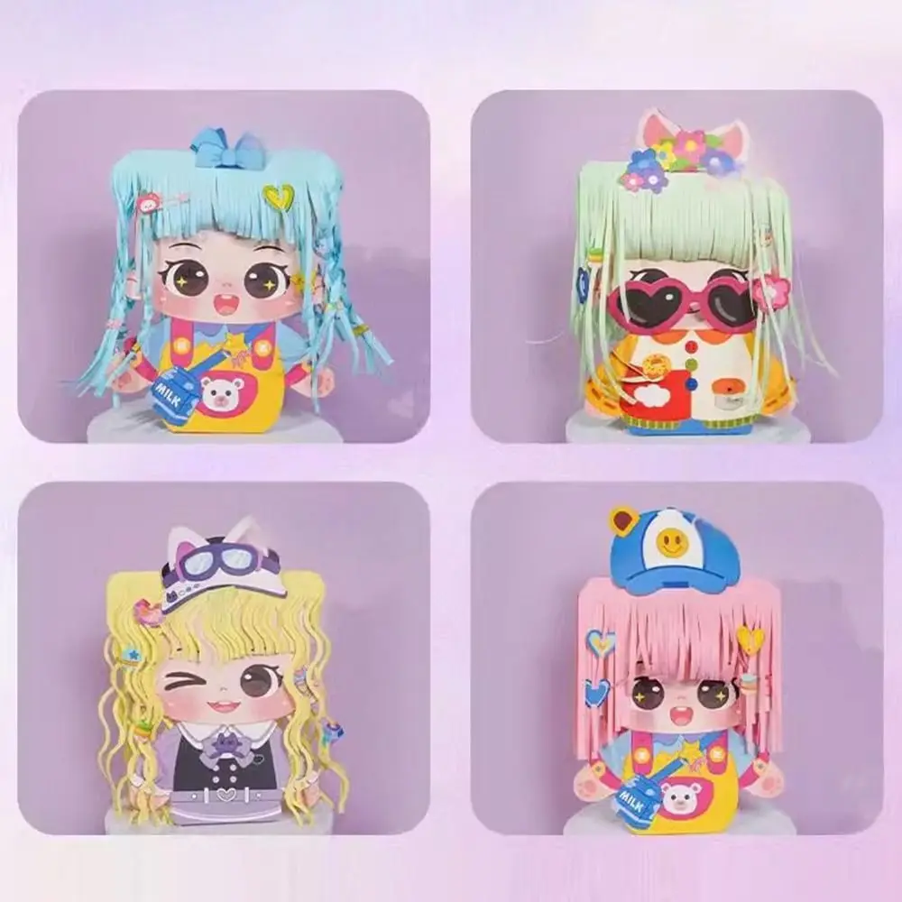 Cartoon DIY Hairstyle Game Stickers Stacking and Pasting Multicolor 3D Hairdressing Sticker Paper No Cutting Required