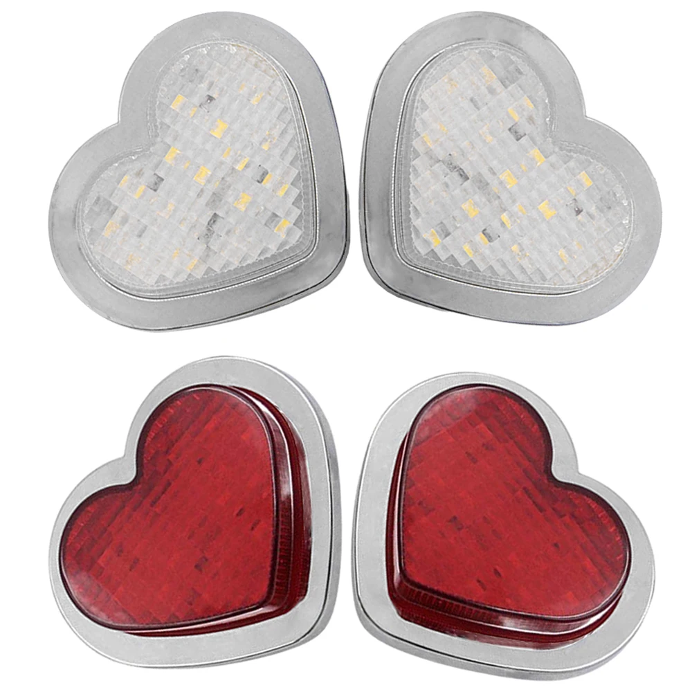 2pcs 12V-24V red light constant on or white light constant on heart shaped LED side signal lights fit for cars, trucks, trailers