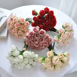 22 Small Rose Buds Artificial Roses Bundles of Silk Flowers Wedding Brides Hand-held Flowers Home Decoration
