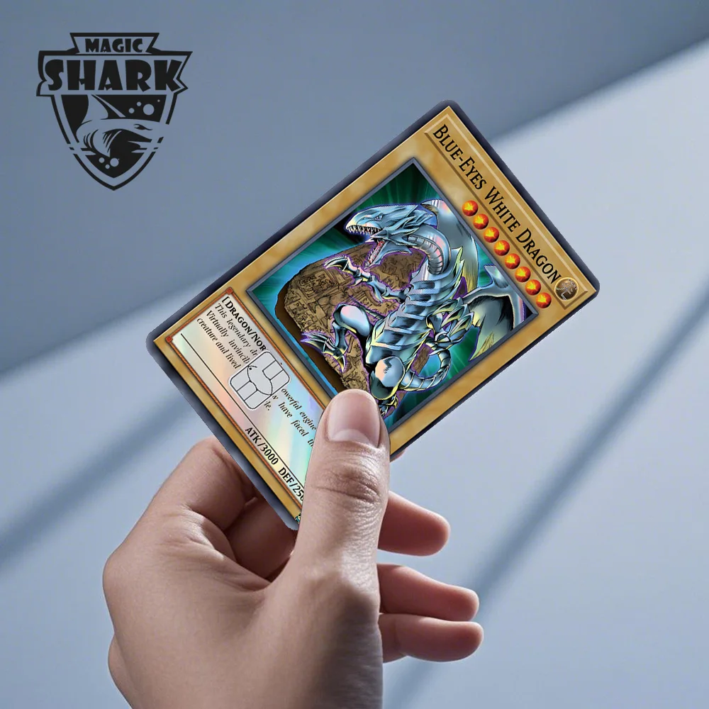 Magic Shark Blue Eyes Dragon Yo-gi-oh Game Shinny Laser Holographic Debit Credit Card Sticker Film Skin Front Cover – Detail 3