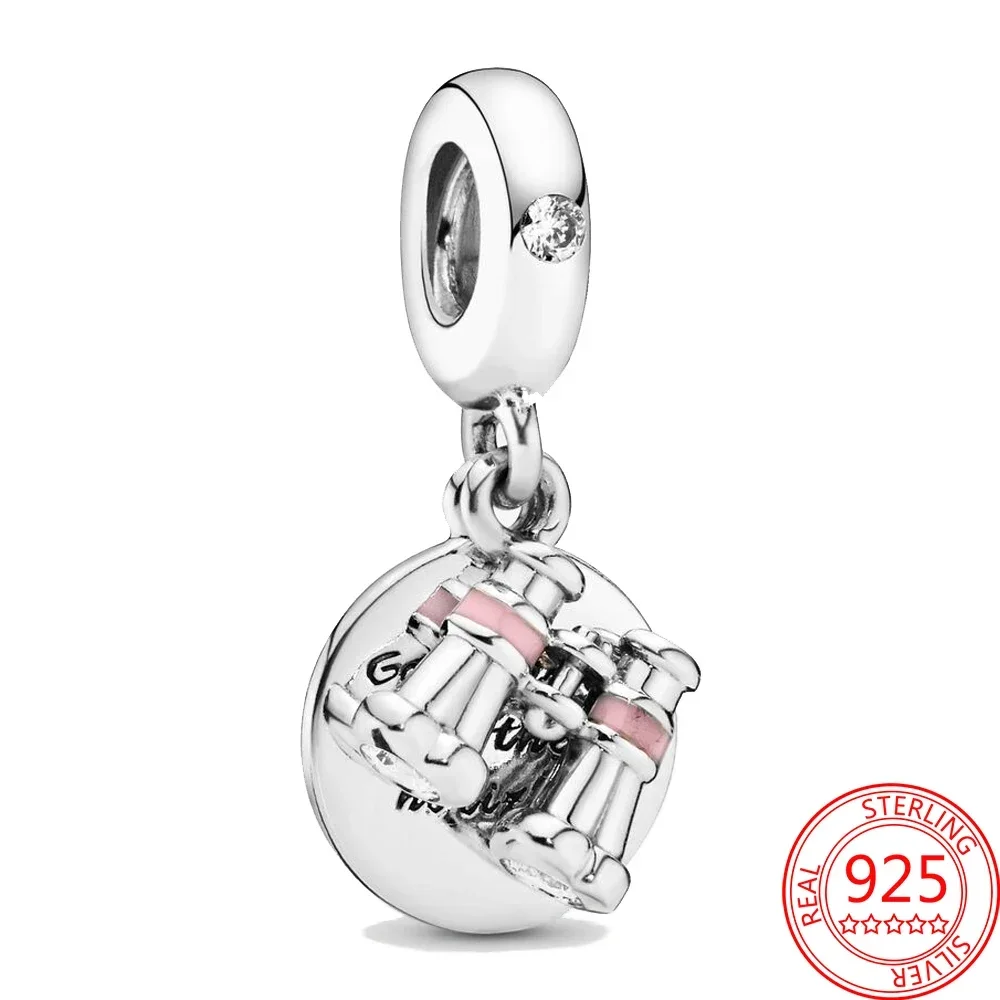 Classics 925 Sterling Silver Cake Love Rabbit Lamp Bulb Tennis Racket Bead Pendant Fit Bracelet Necklaces Gift for Friend