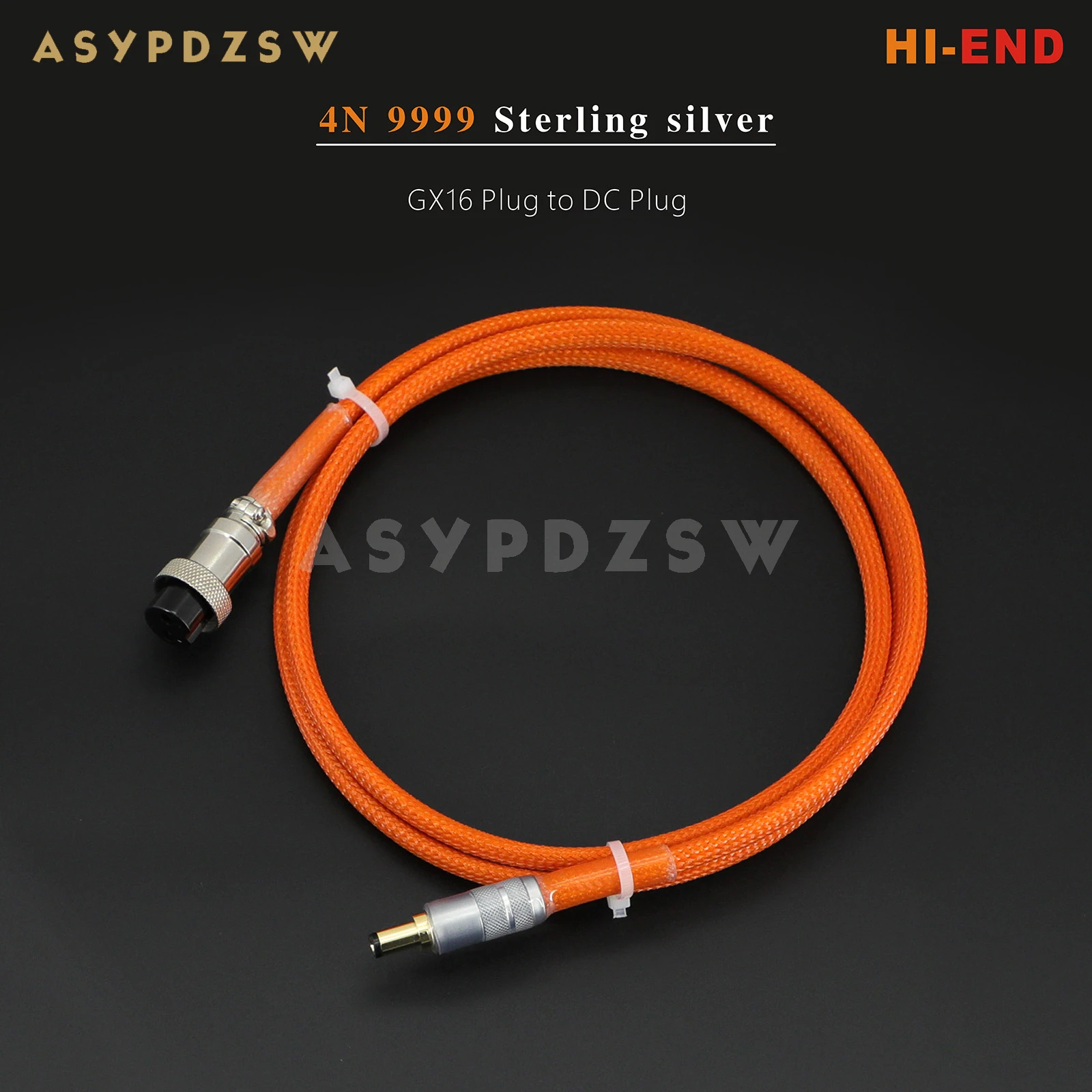 1.2M HI-END 4N 9999 Sterling silver Liear power supply Cable GX16-2 PIN Plug to DC 3515/4017/5521/5525 Plug PSU Cable