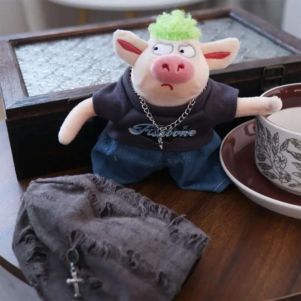 1 conjunto de roupas chapéu 20cm algodão roupas camiseta colar roupas de algodão mini moda acessórios