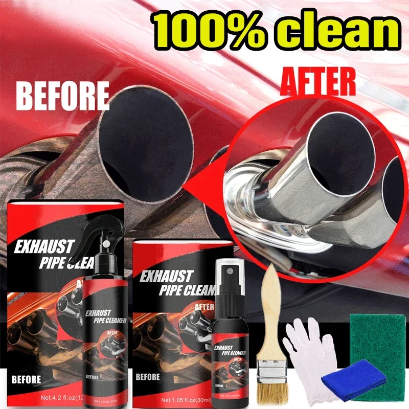 

Car Motorcycle Exhaust Pipe Cleaner Car Rust Remover with Rubber Gloves and Brush Repair Maintenance Tool Set