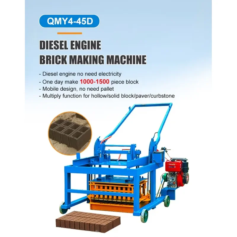 QMY4-45 Engine Laying Concrete Hollow Block Making Machine for Nigeria Market Mobile Brick Machine