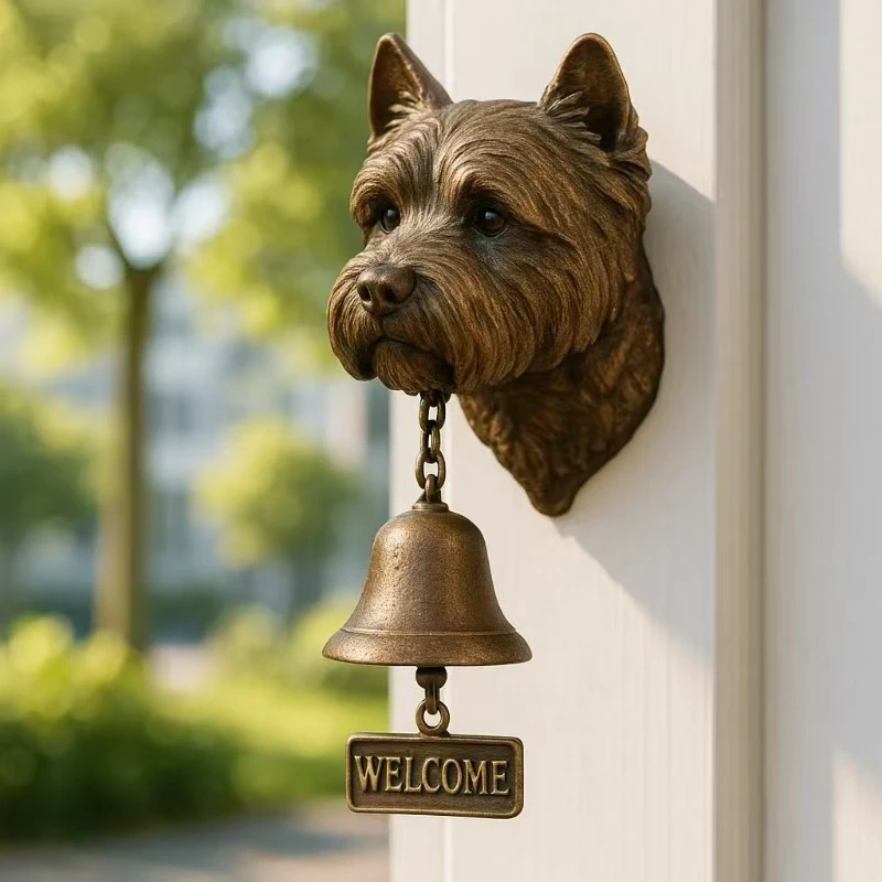Door Chime Bell Dog-Shaped Welcome Doorbell Resin Animal-Themed Chime Wall Decoration for Entry Indoor Business Shop Gate Porch