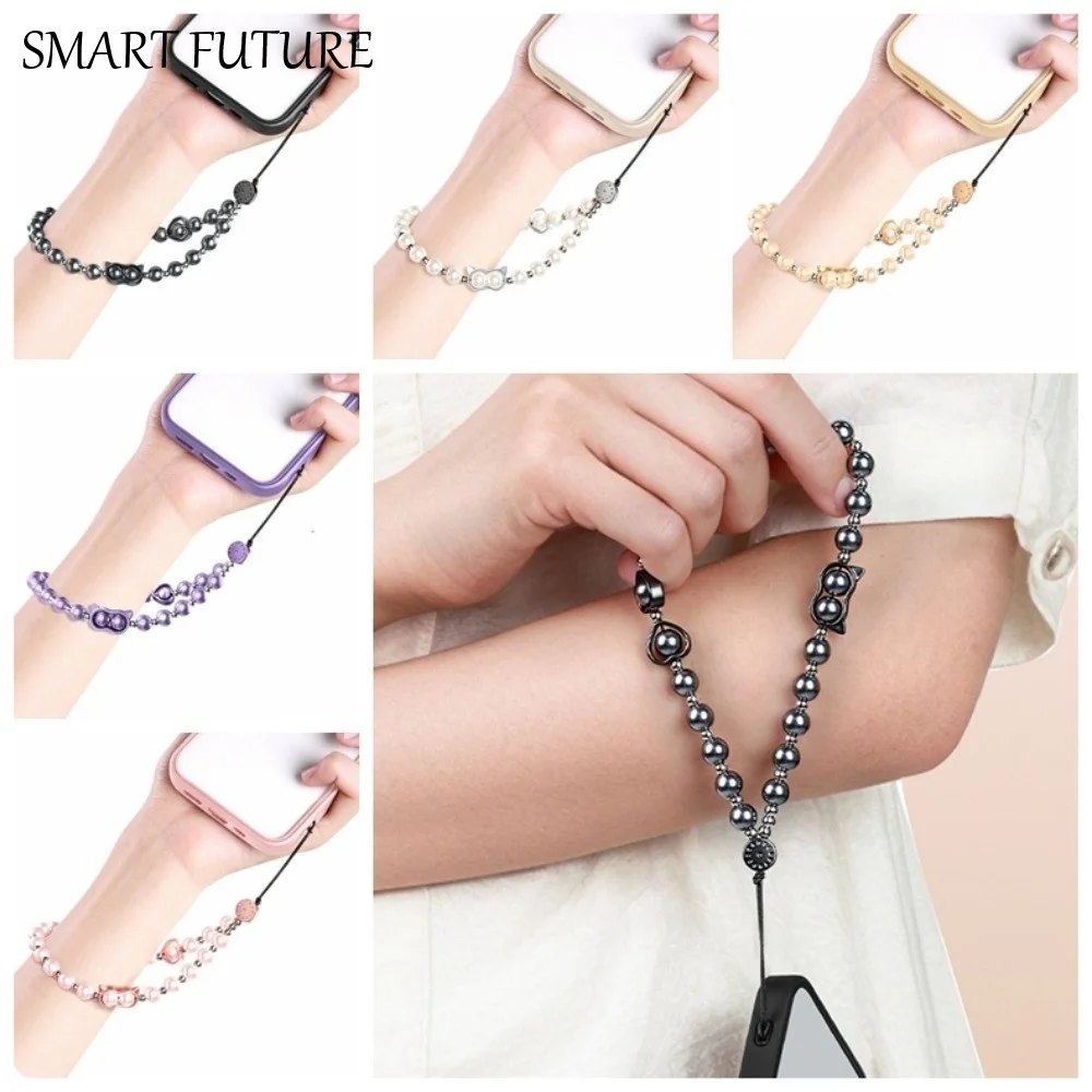 

Ремешок для телефона с бусинами «кошачий глаз», ручной работы, из жемчуга, с защитой от потери, на запястье, подвеска для телефона, аксессуары для мобильных устройств