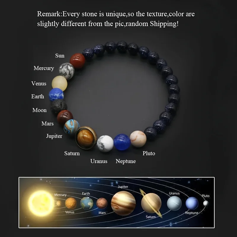 

EVISPOL Hot Selling Cosmic Solar System Bracelet Eight Planets Couple Friend Sky Bracelet Jewelry Handmade Bangle Gifts