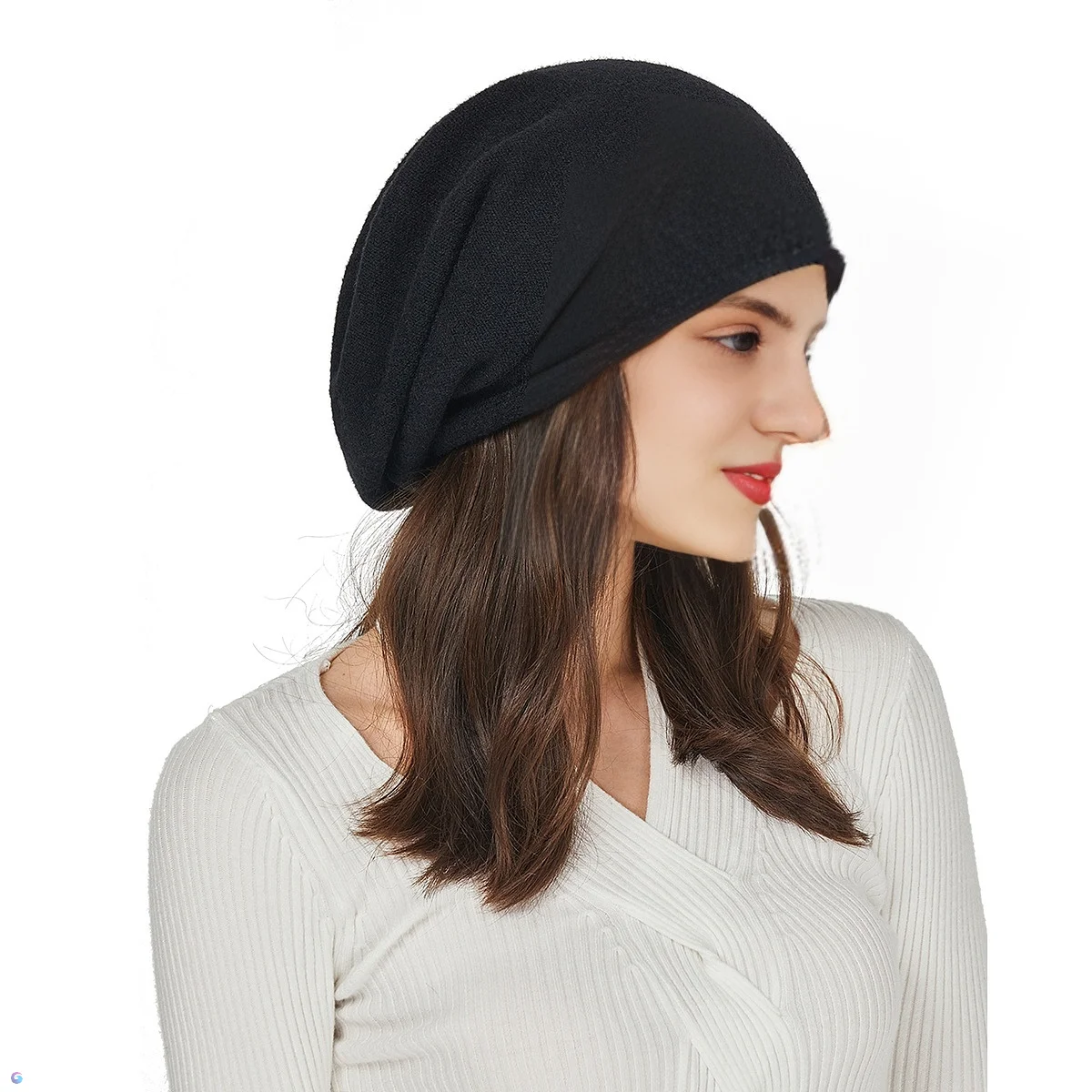 Knitted Wool Beanie Hat For Women Autumn Winter Warm Soft Crimping Slouchy Beanies For Gorros Female Fashion SKullies Cap