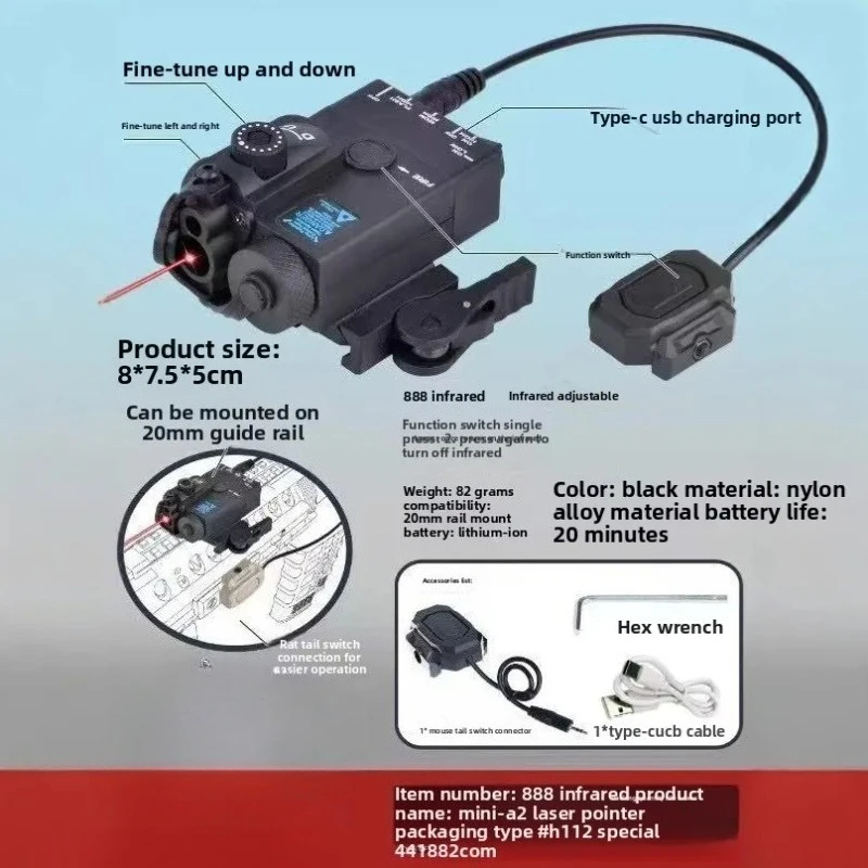 

Portable MINI-A2 PEQ15 Laser IR Combined Tactical Light Rail Mount Accessory Fit M300 M600