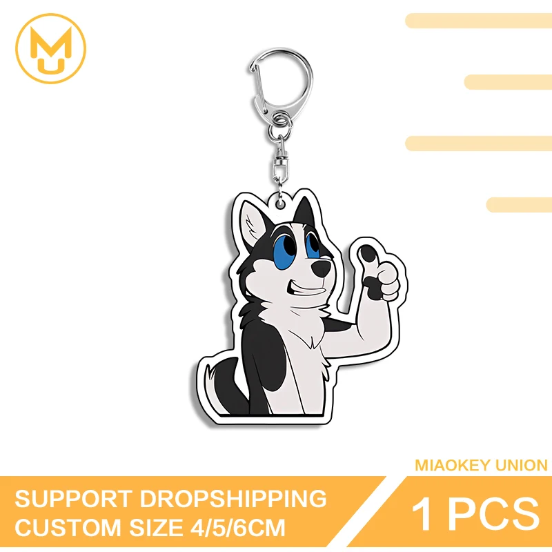 Furry Double Sided Key Holder Customized Treasure Hanging Ornament Trendy Fluffy Peripheral Black White Manga Acrylic Stand