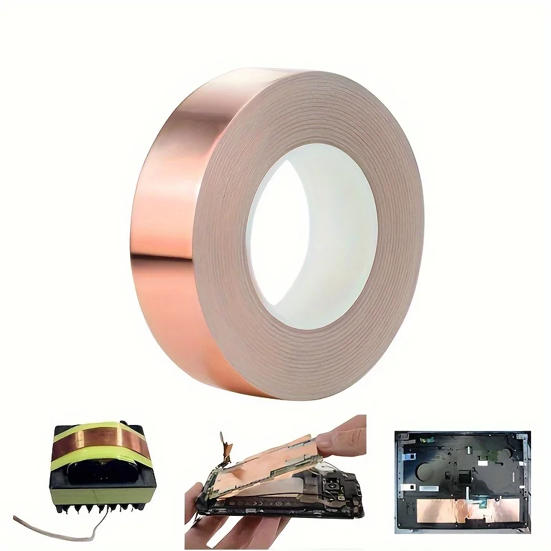 Length 10 Meters, Adhesive Conductive Copper Foil Tape 6-30mm Shield Eliminate EMI Anti-static Single-sided Repair Tape