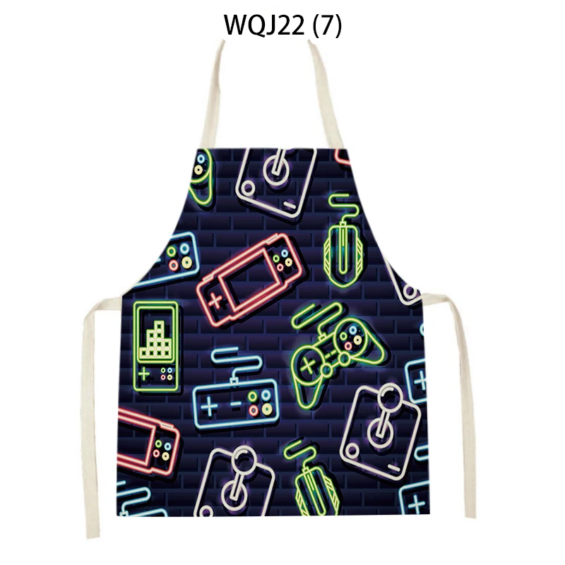 1Pcs Letter Play Game Apron for Women Sleeveless Alphabet Gamepad Aprons Home Cooking Baking Bib Cleaning Tools 38x47cm