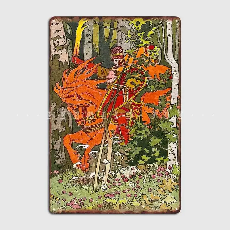 The Red Horseman Vasilisa The Beautiful Ivan Bilibin 1899 Poster Metal Plaque Pub Garage Printing Wall Plaque Tin Sign Poster