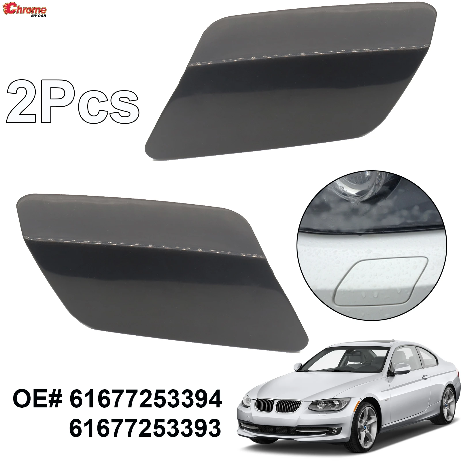 

For BMW E92 E93 LCI M Sport 2011 2012 2013 2PCS Front Bumper HeadLight HeadLamp Washer Nozzle Cover Cap 61677253393 BM1048123