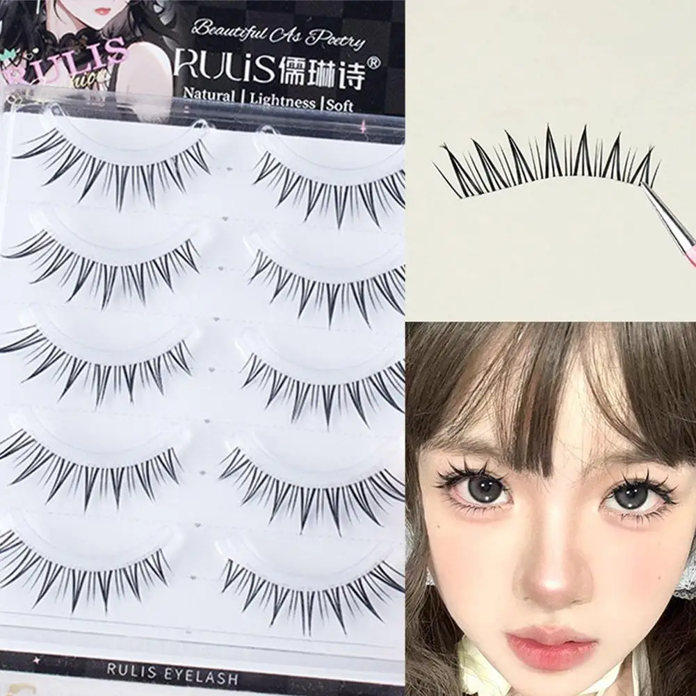 5 ペアつけまつげアップグレードされたまつげ V 字型透明幹ソフトナチュラルアイラッシュミンク韓国スタイルアニメメイク