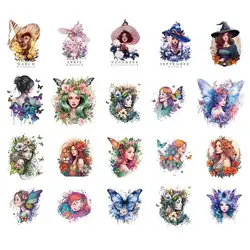 Cartoon Cute Butterfly Flower Girl Heat Transfer Vinyl Patches Stickers Thermal Press for Clothing DIY T-shirt Applique