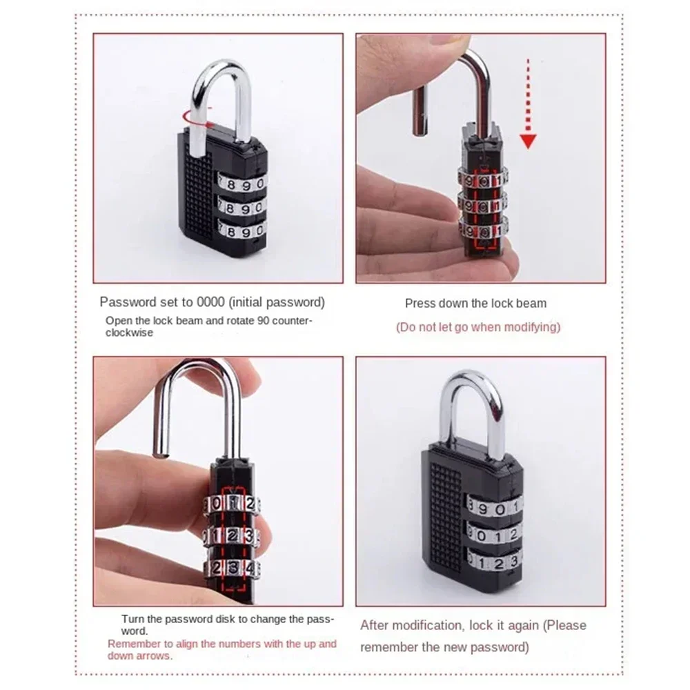 2PCS Padlock 4 Digit Password Locks Combination Suitcase Luggage Metal Waterproof Password Padlock for School Locker Gym Locker