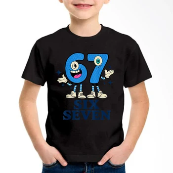Kids 67 Graphic T-Shirt 5 New Funny Six Seven Italian Brainrot 67 Number Graphic Print T-Shirt Boy/Girl Summer Short Sleeved Kids Comfortable Tshirt Top 5