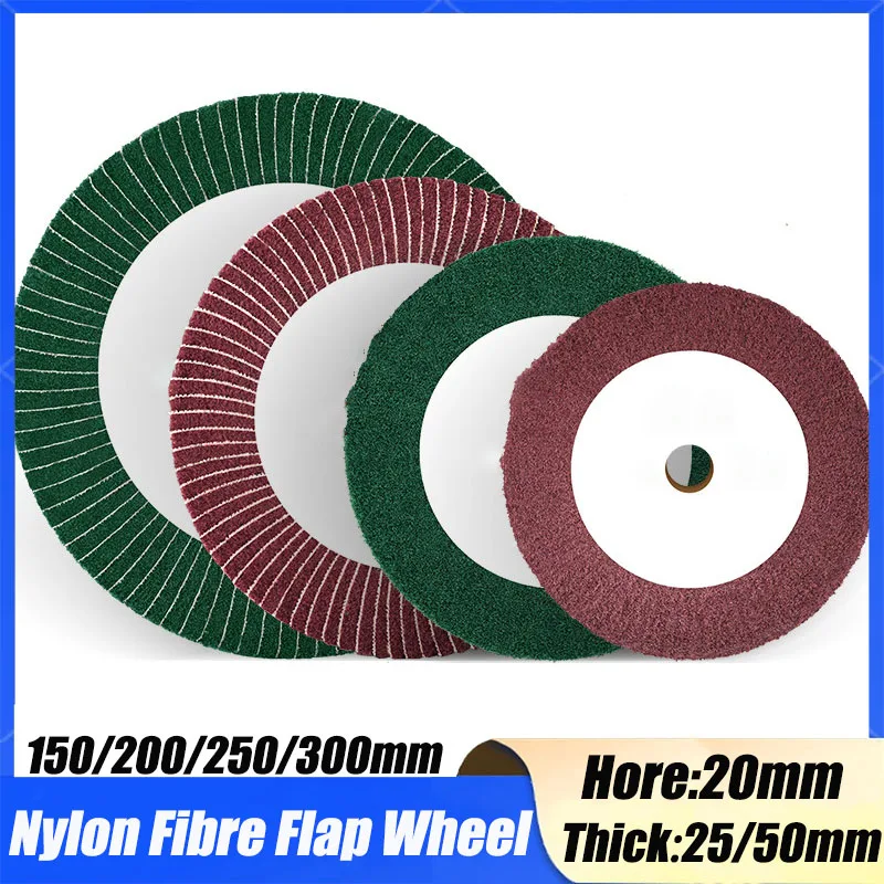 

1Pcs 150~300mm Nylon Fibre Flap Wheel Polishing Sanding Discs Pads Abrasive Green/Red For Angle Grinder For Wood Metal Buffing