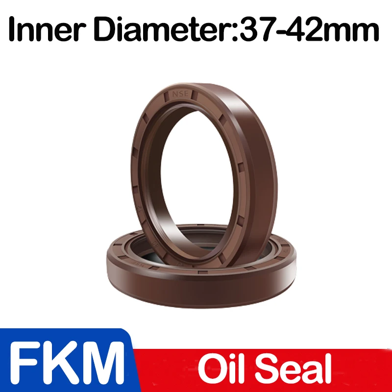 FKM Framework Oil Seal TC Fluoro Rubber Gasket Rings Cover Double Lip with Spring for Bearing Shaft ID*OD*TH 37/38/39/40/41/42MM