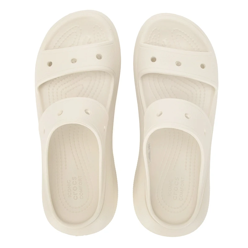 Zapatos de mujer Crocs, sandalias clásicas de moda Puff, zapatillas suaves transpirables con Tacón de Cuña que aumentan la altura 207670-2Y2