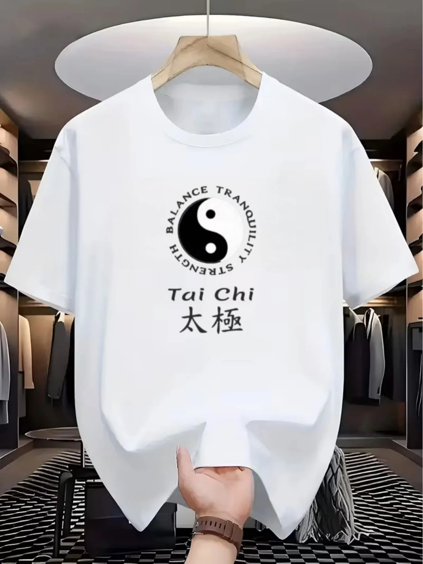 Tai Chi Yin Yang Symbol Graphic T Shirt Men Women Traditional Oriental Text Print Short Sleeve Cotton Casual Tops