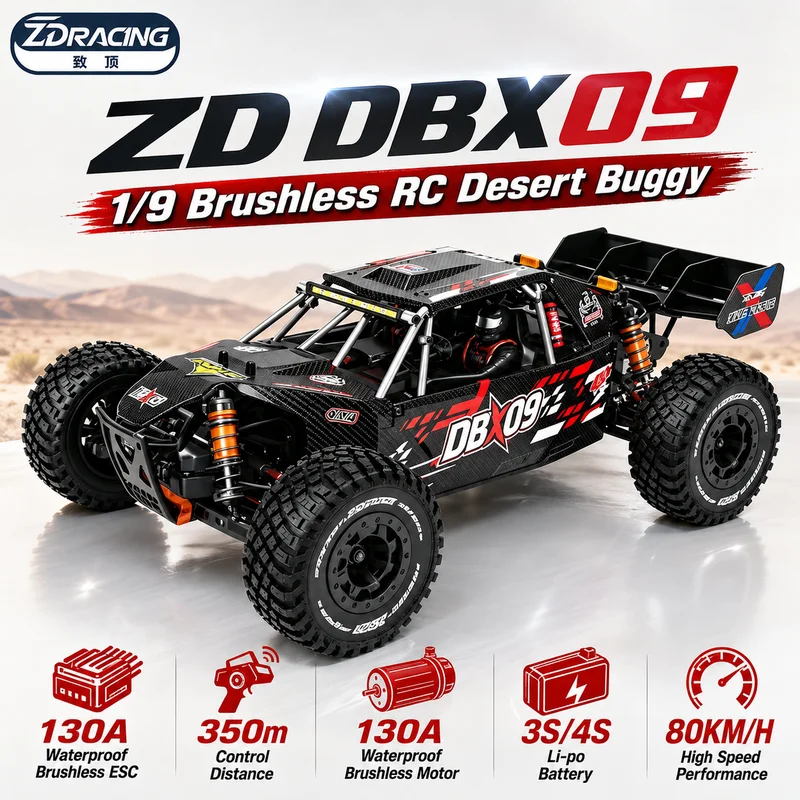 New ZD Racing 1/9 DBX09 Brushless Remote Control Desert Buggy Off-road Vehicle Electric 4wd 80km/h High Speed Outdoor RC Model
