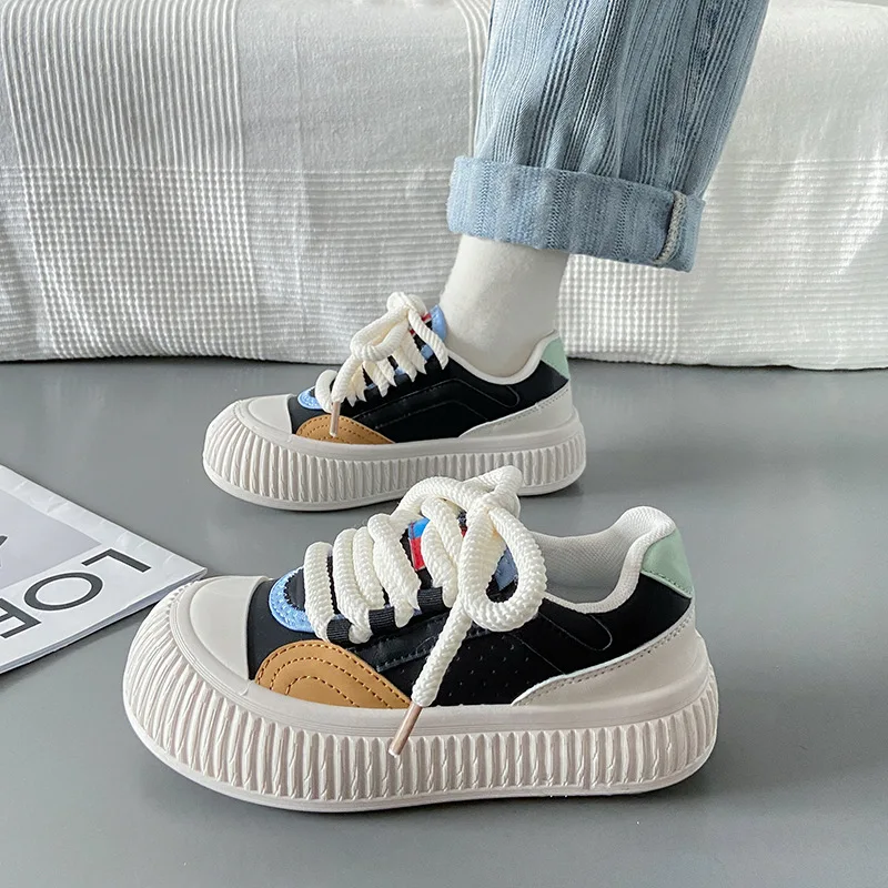 New wide toe old vintage sneakers scarpe oxford in ecopelle da donna scarpe da ginnastica stringate harajuku mocassino donna retro chunky sneaker