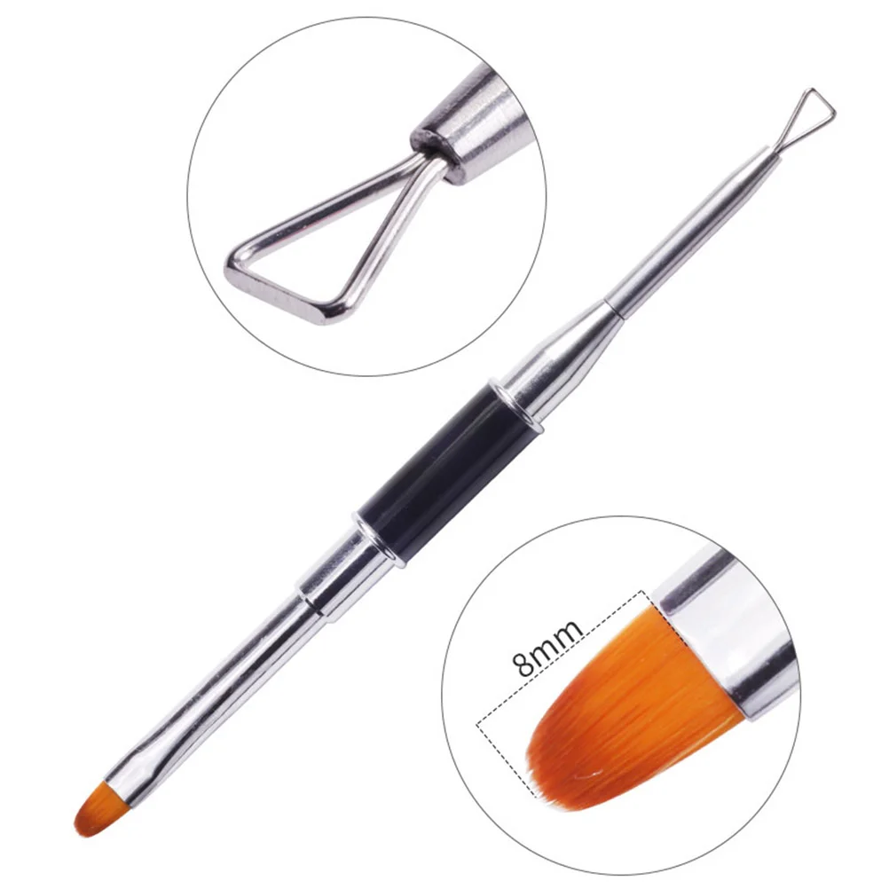 2Pcs Manicure Double-headed Steel Push Paint with Two Pens Take off Nail Paint Pen Black (Double-end Steel Push marker + Take of