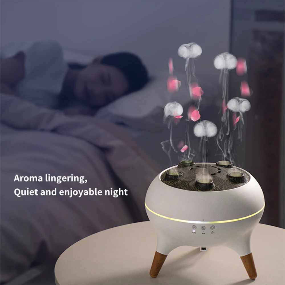 Flame Humidifier Dynamic Jellyfish Essential Oil Diffuser 350ML Air Humidifier Gradient Color Aroma Diffuser Desktop Night Light