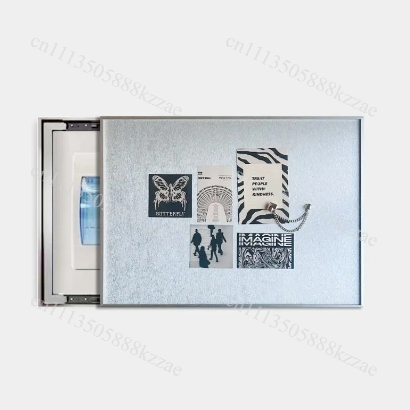 Brushed Silver Electrical Box Cover Aluminum Alloy Magnetic Wall Stickers Minimalist WiFi Obstruction Multi-Purpose Home Decor