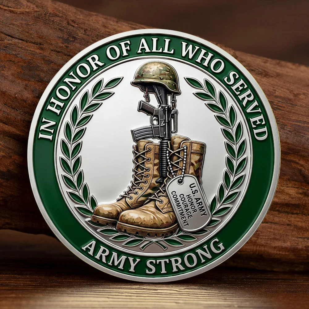 American Army Silvery Plated Commemorative Coin Tank Helmet Boots Metal Relief Collection Coin