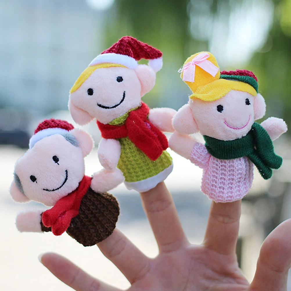 6PCS Weihnachten Finger Puppe Set Cartoon Schöne Familie Interaktive Spielzeug Finger Spielzeug für Kinder Weihnachten finger handpuppen