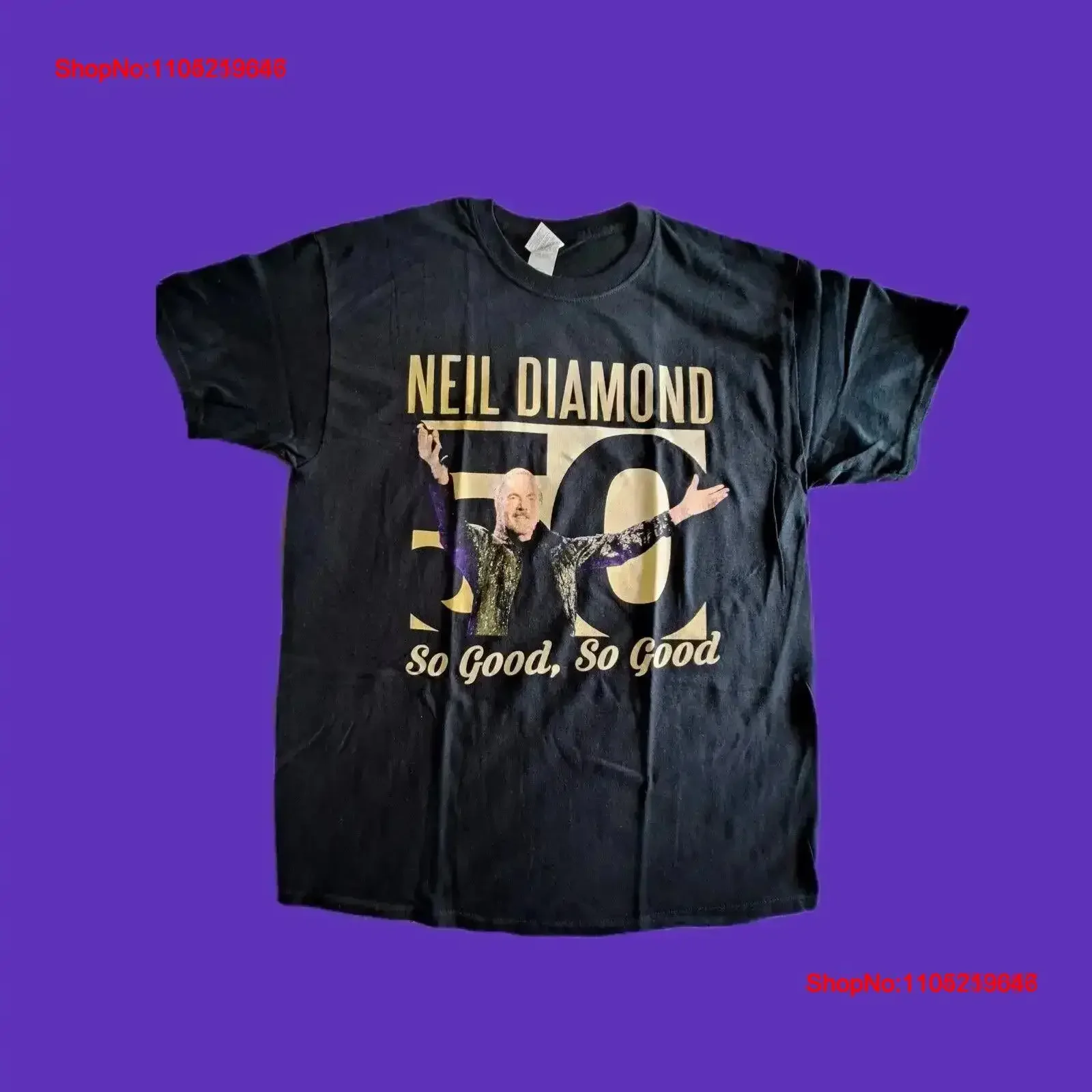 Brand New Black Neil Diamond 2017 UK Tour T Shirt Size M 38 Chest vintage Washed Soft Top For Everyday Wear Versatile Casual