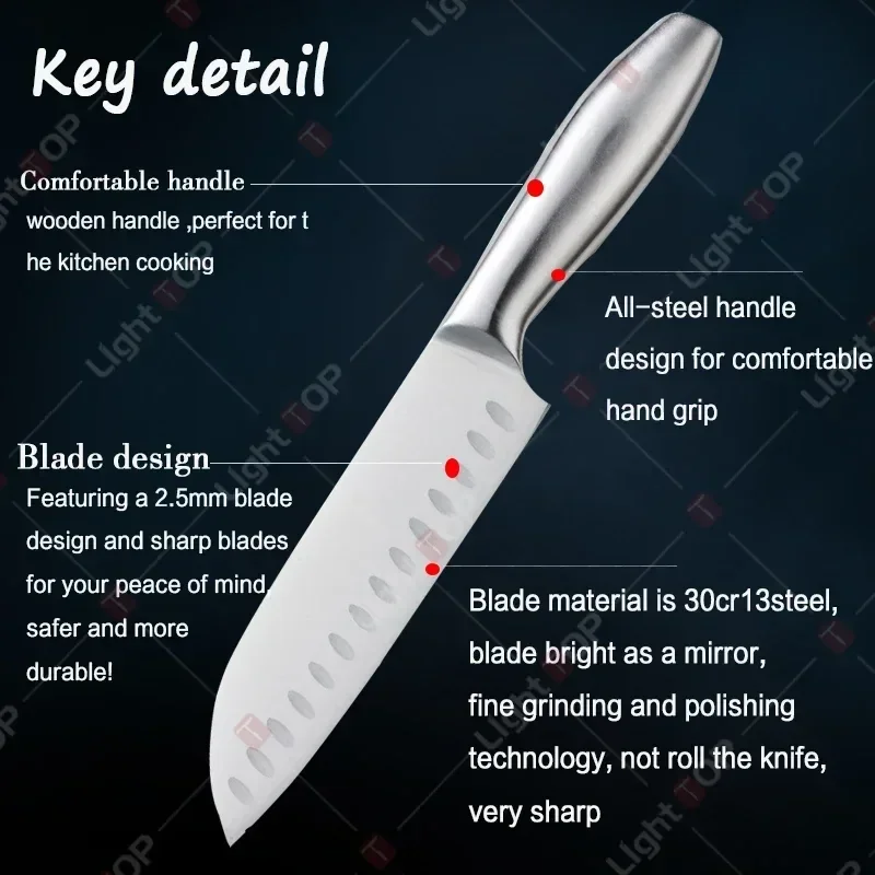 Japanese Kitchen Knives Boning Knife Sushi Knife Slicing Santoku Knife Stainless Steel Chef Knife with Box Cooking Tools