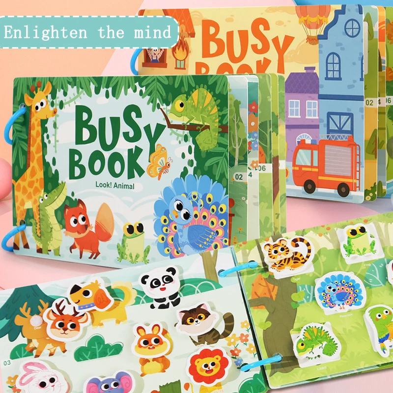 

Montessori Busy Book Sticker Quiet Book for Kids Early Educational Toy Toddlers Matching Puzzles Game Baby Learning Toys Gifts