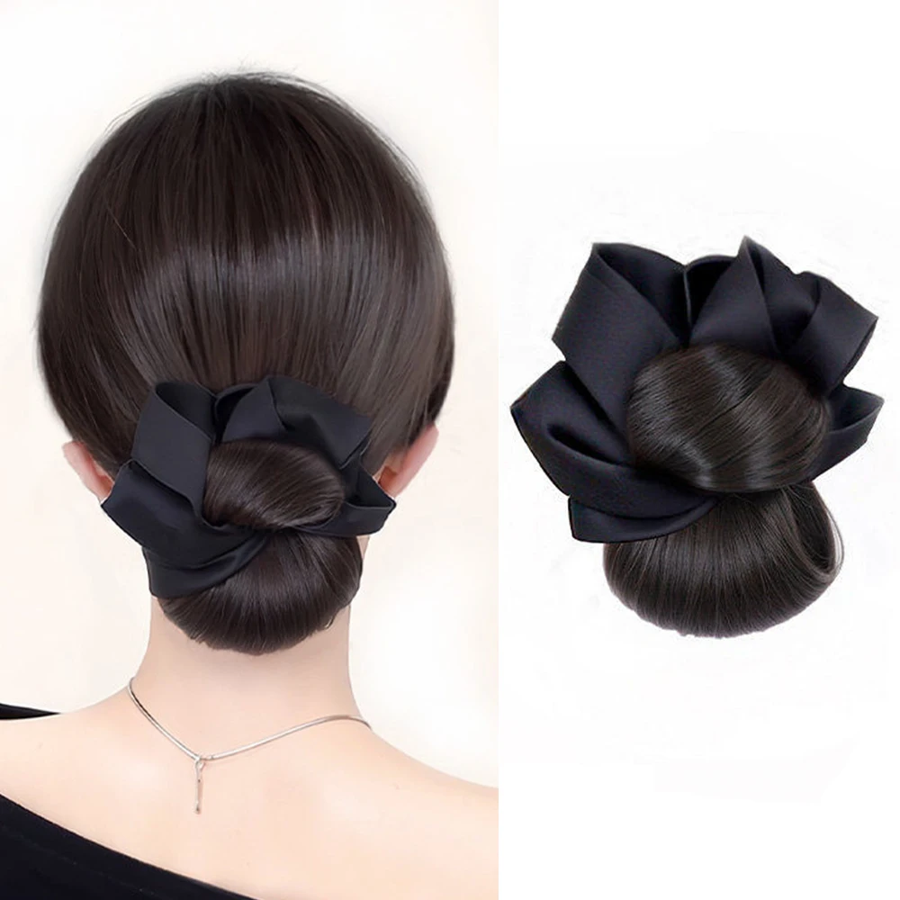 Coleta de Cabello Sintético Bajo Volumen con Clip, Estilo Moño Natural y Esponjoso para Mujer, Accesorio de Cabello para Uso Diario