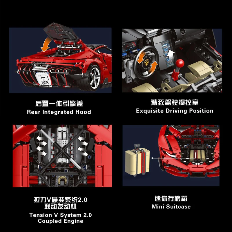 IN STOCK MOC Technical Centenario 1:8 Hypercar Building Blocks Assembling Red Sports Car Bricks Model Kids Toys Gift Set