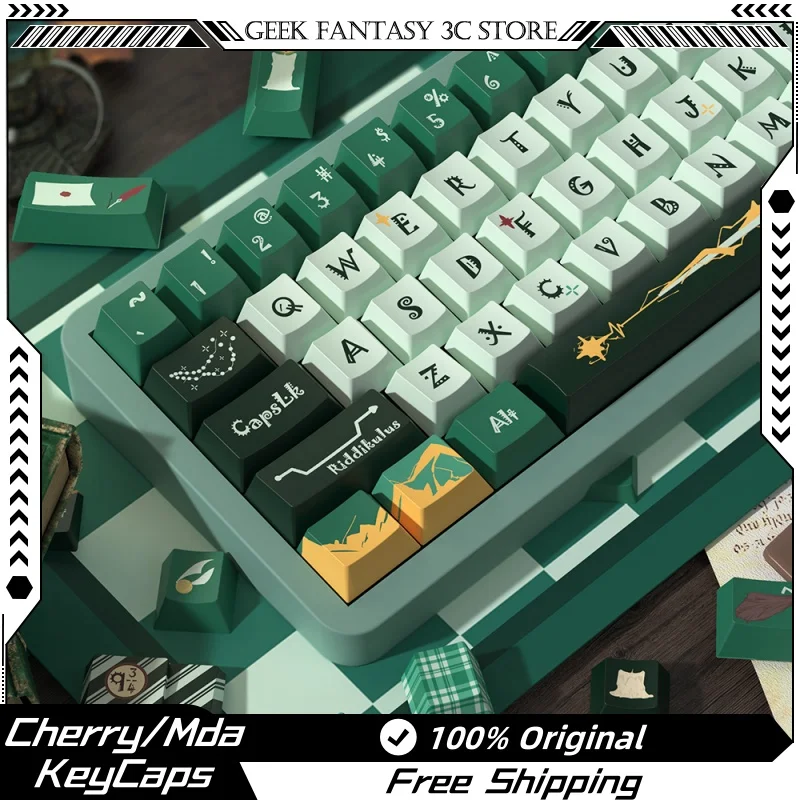 New Slytherin Themed Keycaps 122/138/158 Keys Cherry/Mda Profile Pbt Thermal Sublimation Mechanical Keyboard Anime Game Key Cap