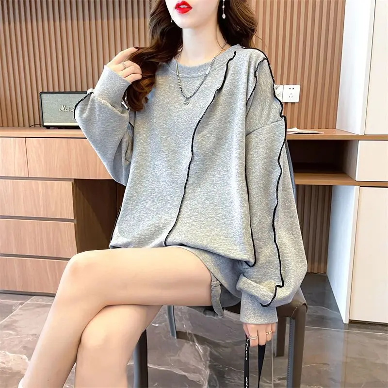 Spring Autumn New O-neck All-match Youth Trend Hoodies Long Sleeve Thin Loose Korean Pullovers Top Fashion Casual Women Clothing